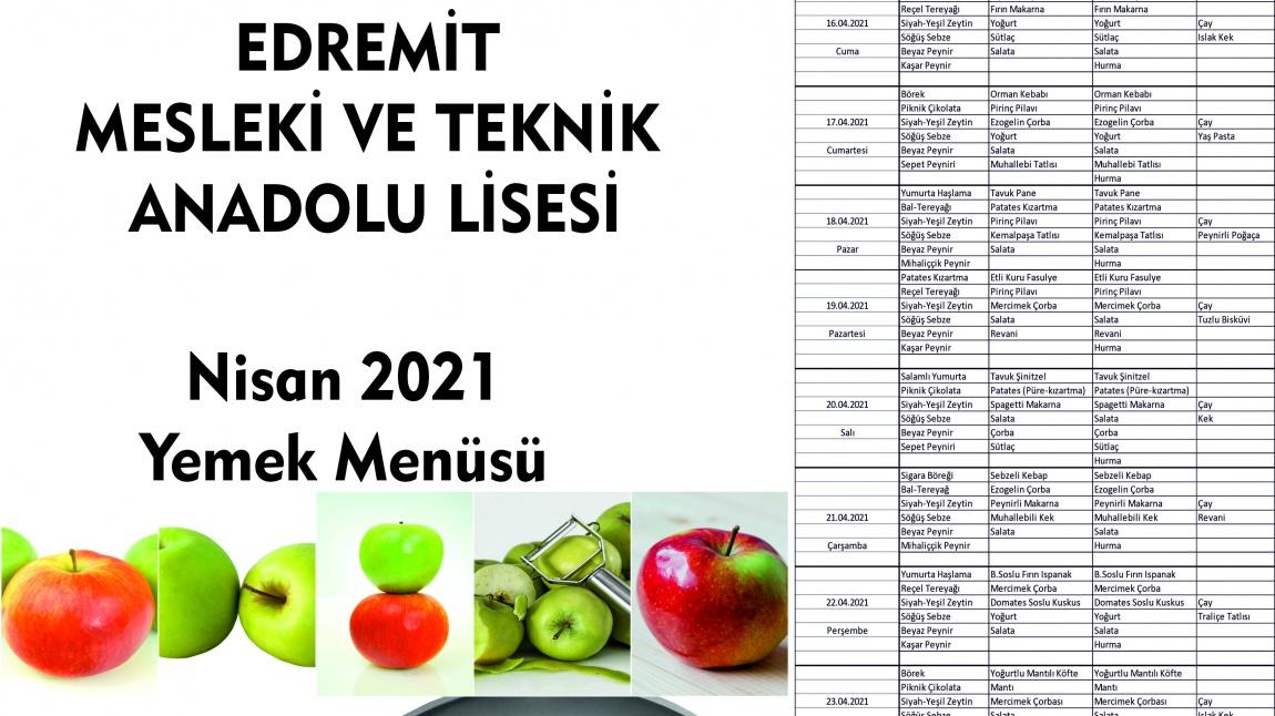 Pansiyonumuzun Nisan Ayı Yemek Menüsü - Edremit Mesleki Ve Teknik ...